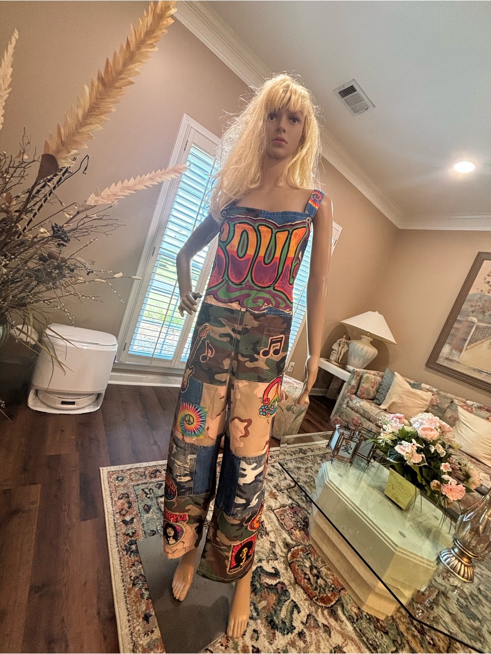 Multicolor Patchwork Graphic Wide-Leg Jumpsuit - Boho Statement